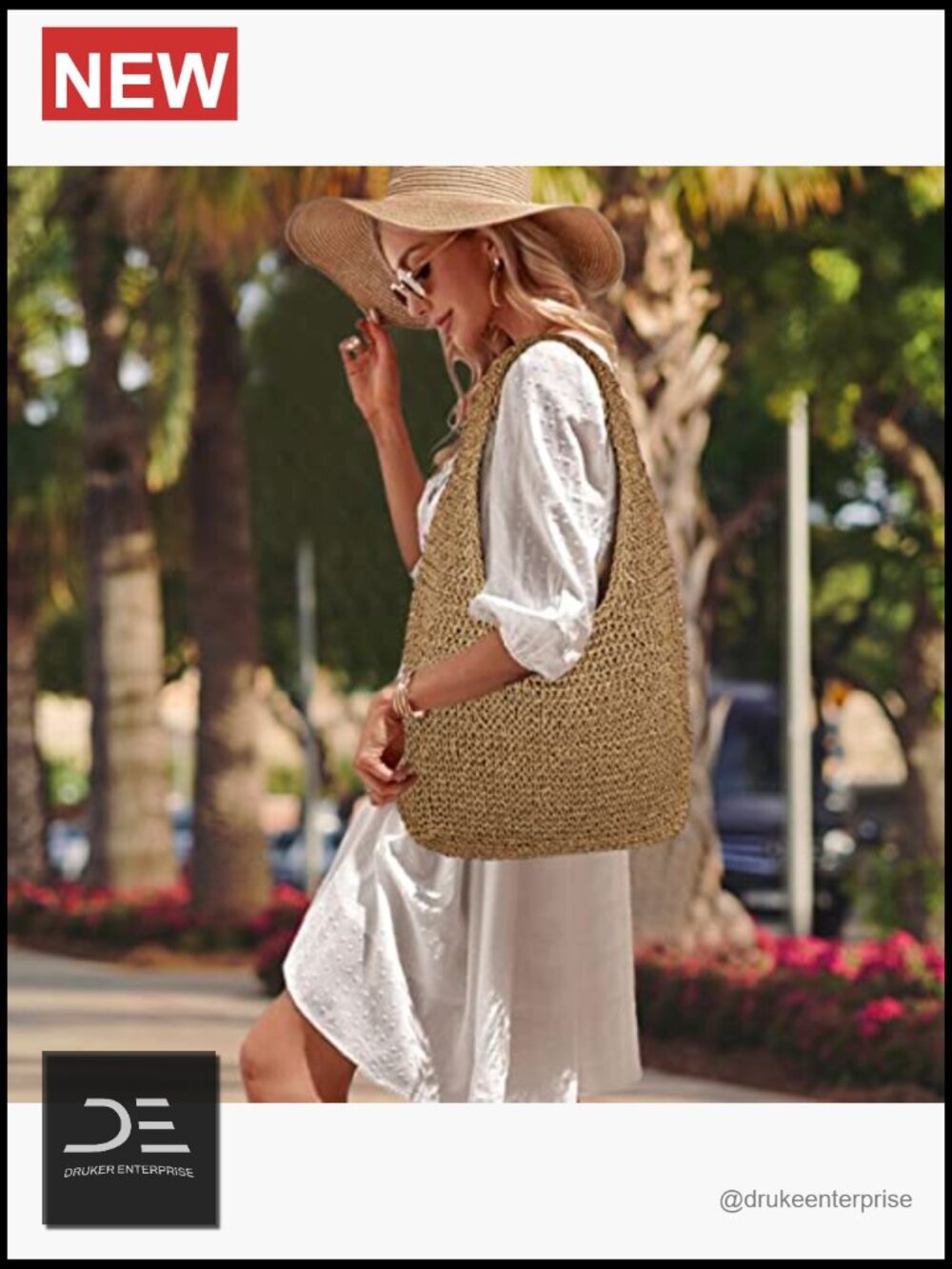 Handwoven Straw Beach Bag Large Tote Shoulder Hobo Purse Summer - Picture 2 of 6